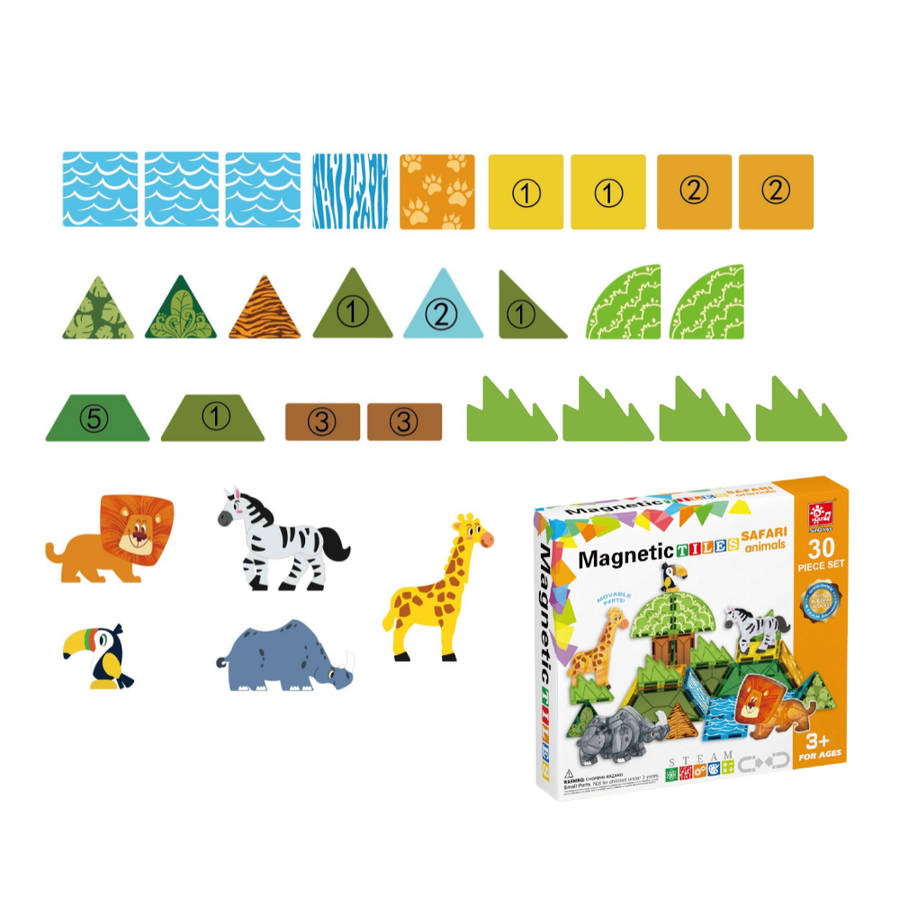 Magnetic Tiles - Safari Animals Set - 30 Pieces