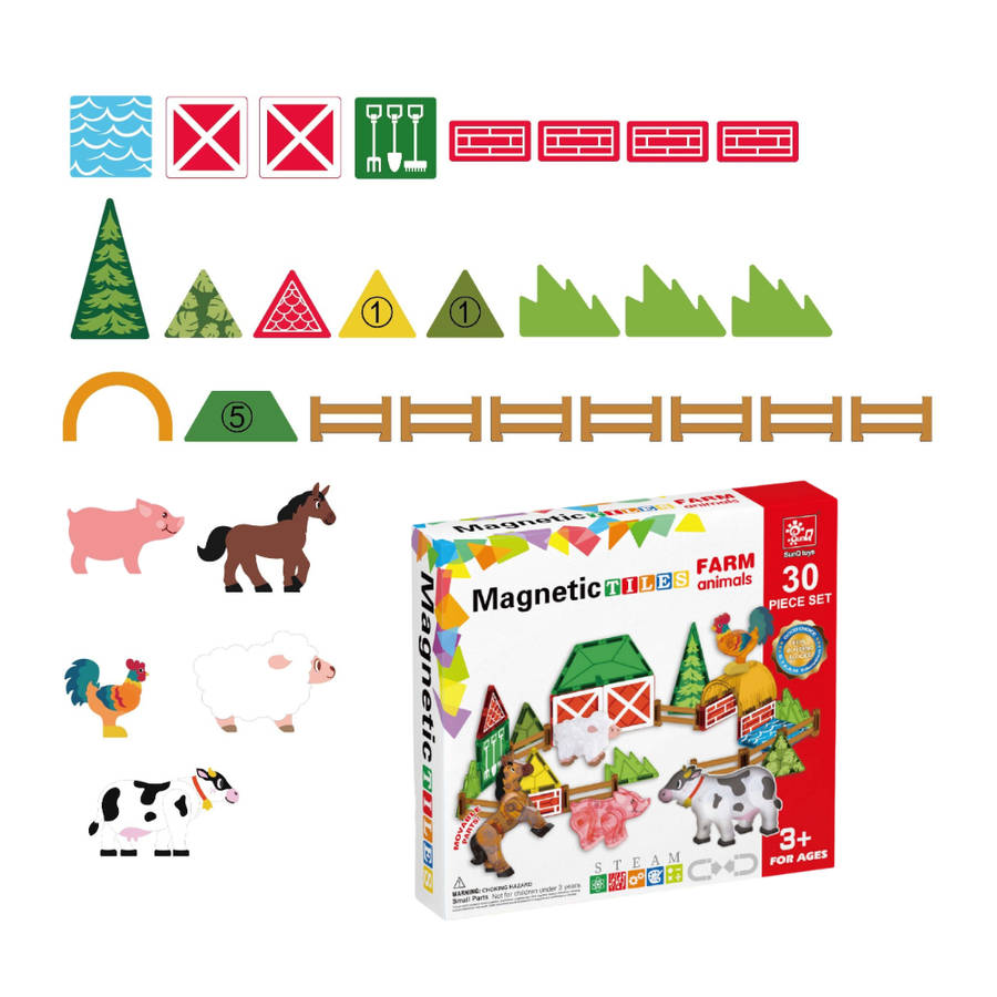 Magnetic Tiles - Farm Animal Set - 30 Pieces