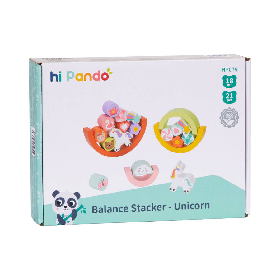 hi Pando - Wooden Balance Stacker - Unicorn Themed - 21pcs
