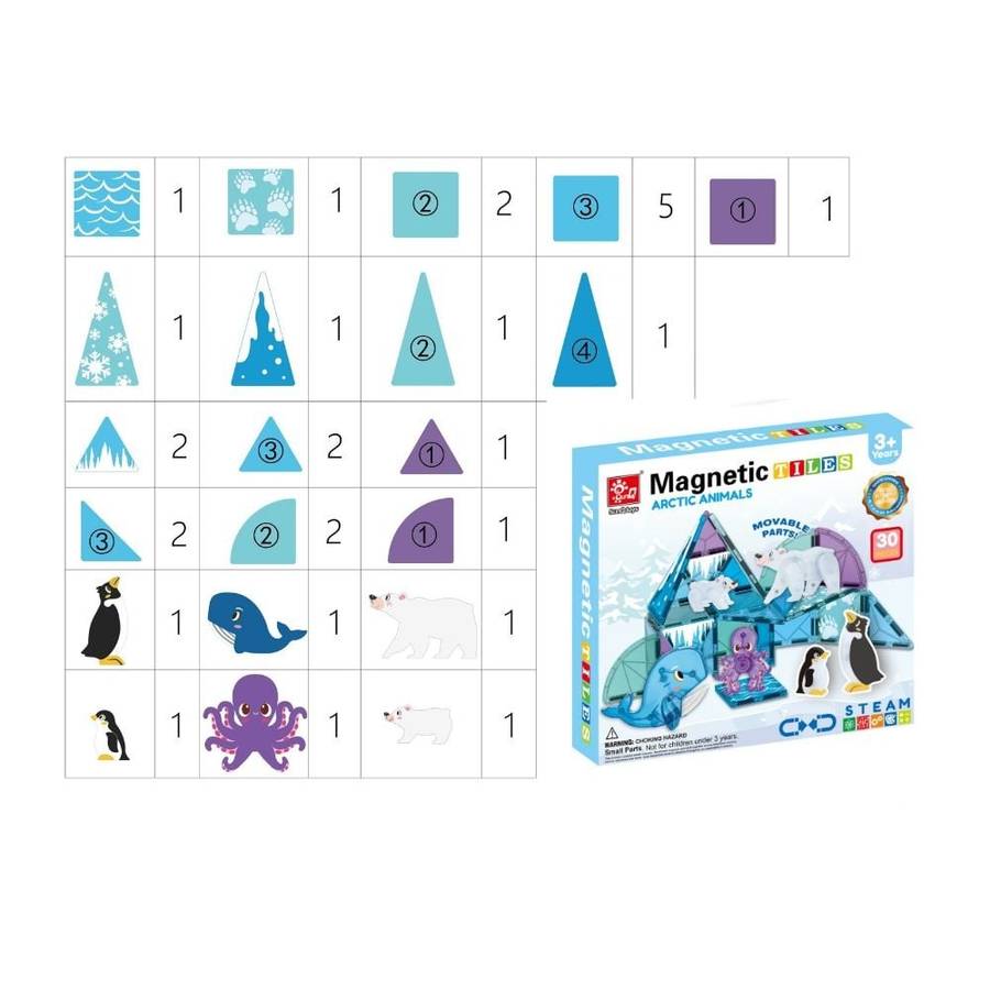 Magnetic Tiles - Arctic Animals Set - 30 Pieces