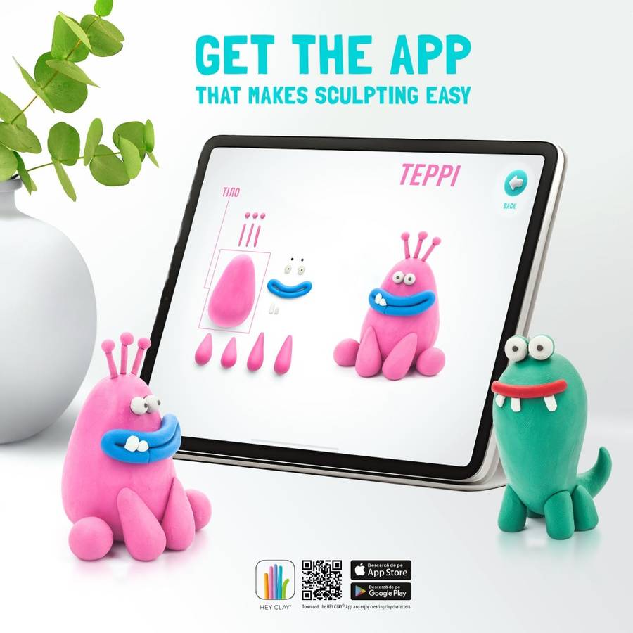 Hey Clay - Modelling Air-Dry Clay with Fun Interactive App - Cyclops, Terry, Pi, Series Monsters,...