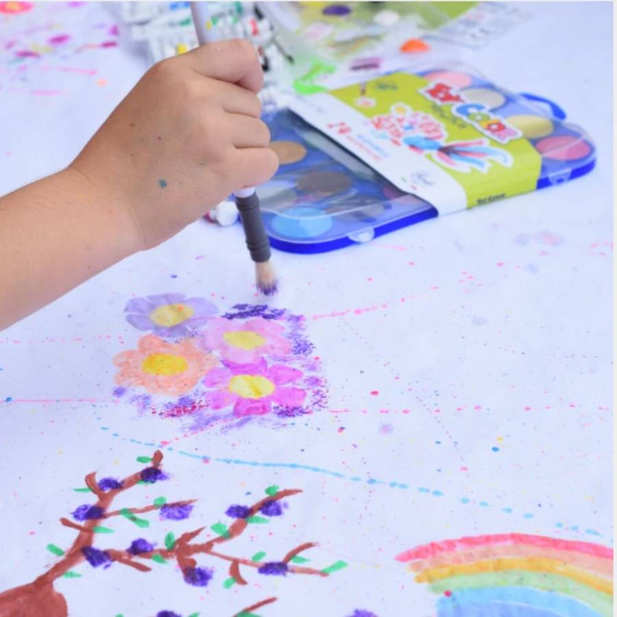Toy Color - Watercolours Maxi Fluorescent - 6 Giant Glow Colour Tablets with Brush - 55mm Size