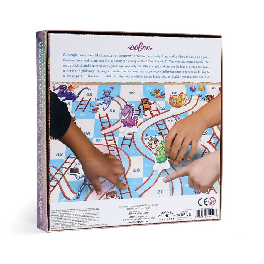 eeBoo - Snakes and Ladders Kids Board Game with Dragon Theme -**