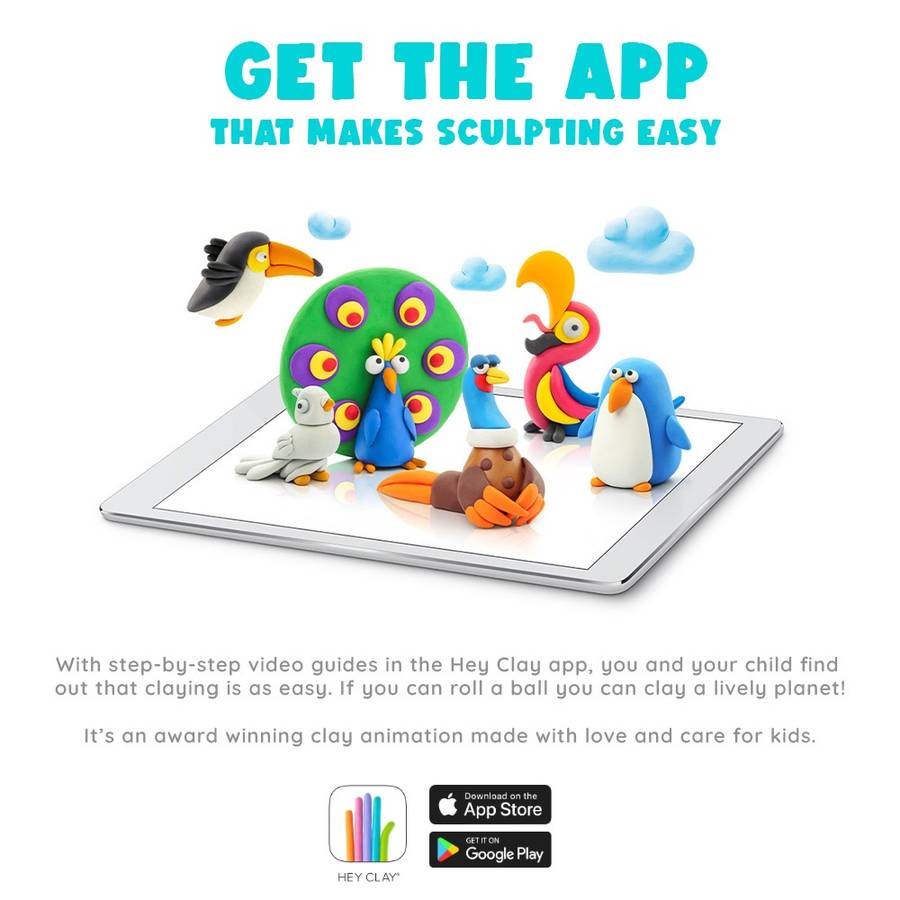 Hey Clay - Modelling Air-Dry Clay with Fun Interactive App - Pheasant, Ara Parrot, Dove, Series B...