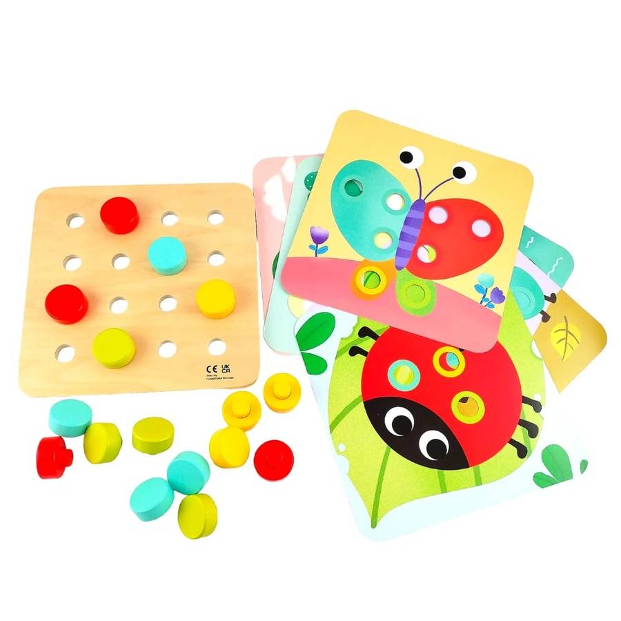 TookyToy - Fine Motor Pegs & Pegboard Activity Set