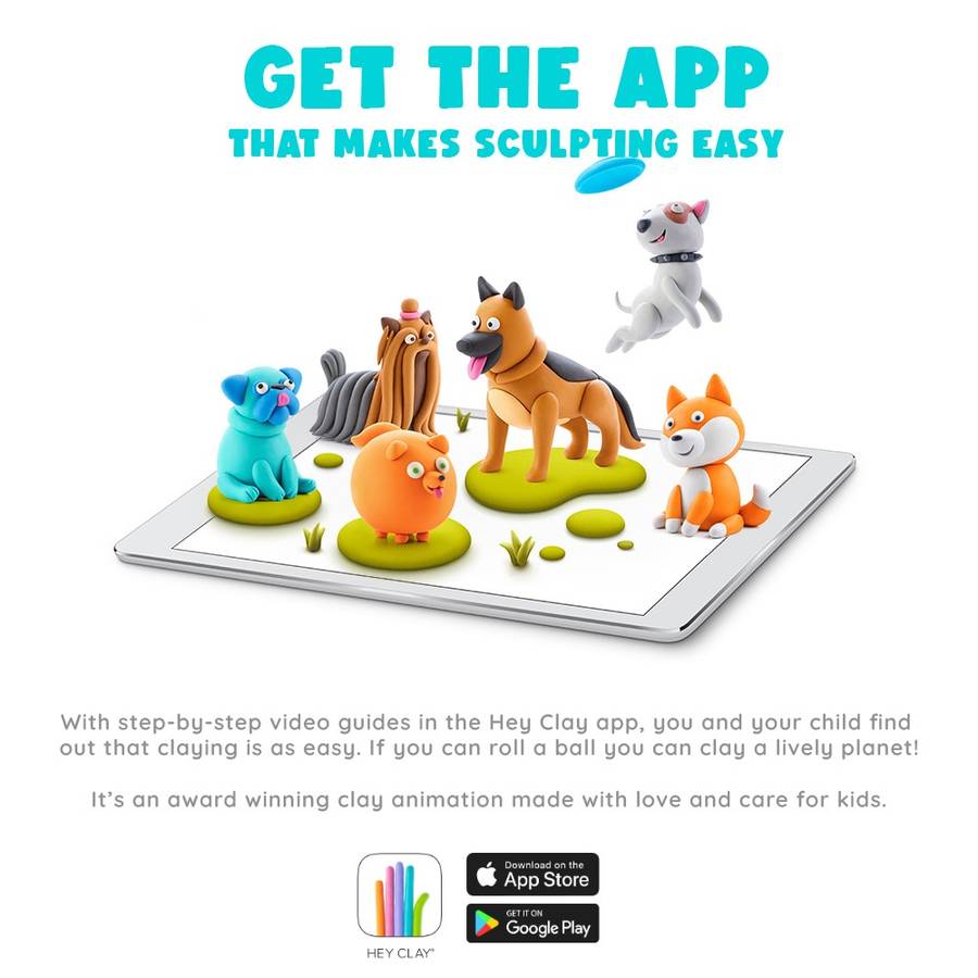 Hey Clay - Modelling Air-Dry Clay with Fun Interactive App - Shepherd, Yorkie, Bull Terrier, Seri...