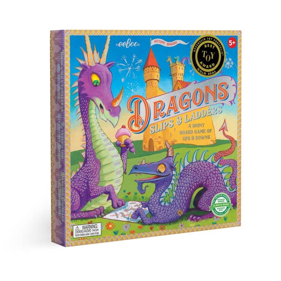 eeBoo - Snakes and Ladders Kids Board Game with Dragon Theme -**