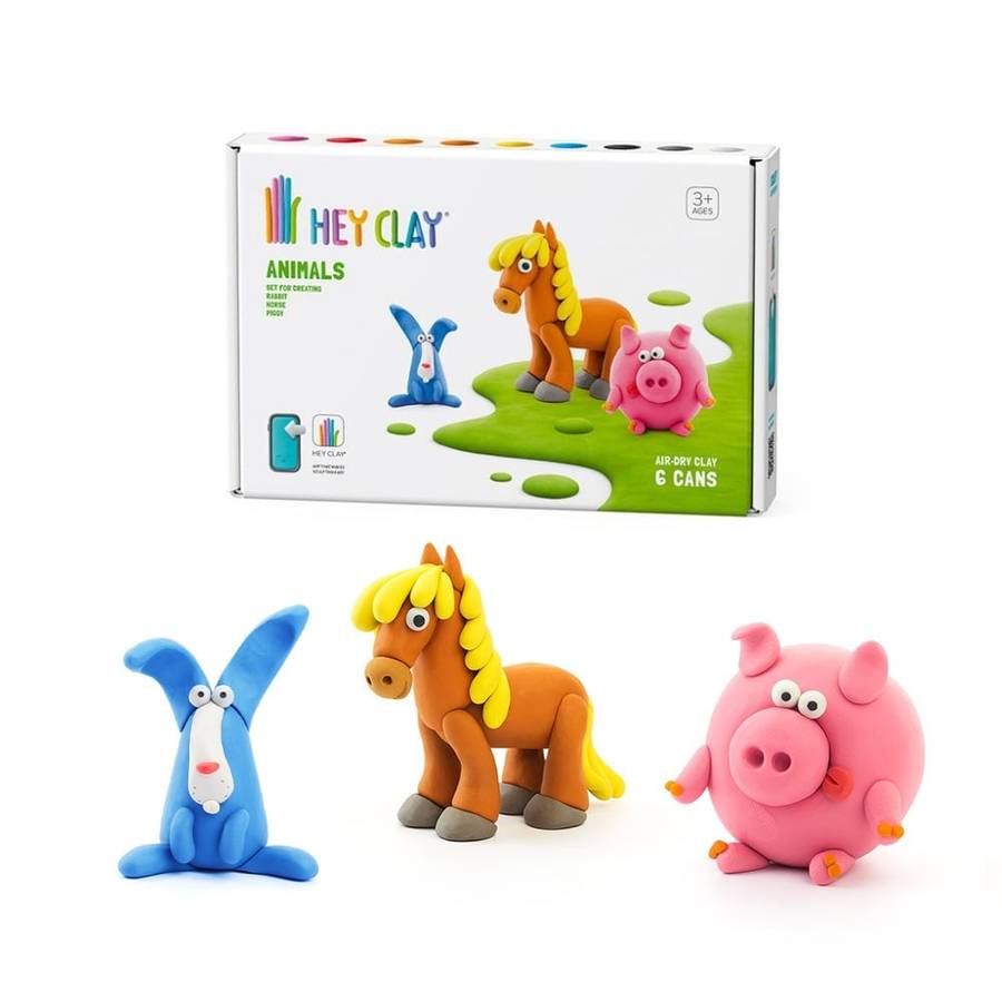 Hey Clay - Modelling Air-Dry Clay with Fun Interactive App - Piggy, Horse, Rabbit, Series Animals...