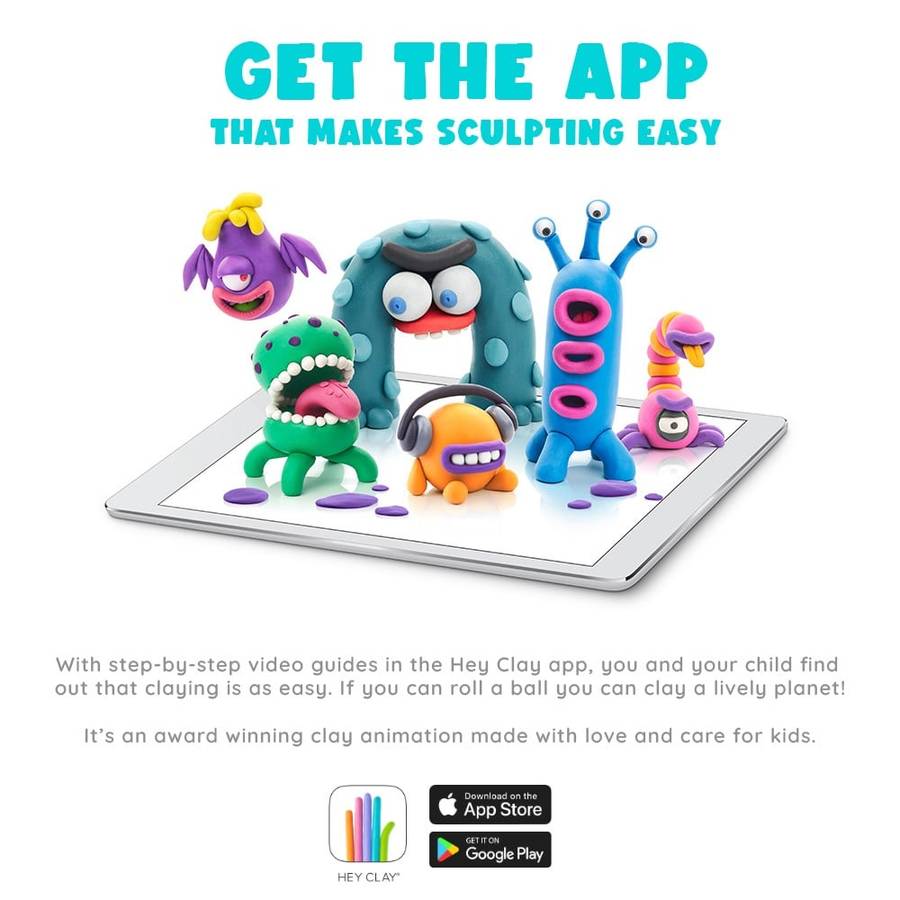 Hey Clay - Modelling Air-Dry Clay with Fun Interactive App - Burger, Trio, Scorpio, Series Aliens...