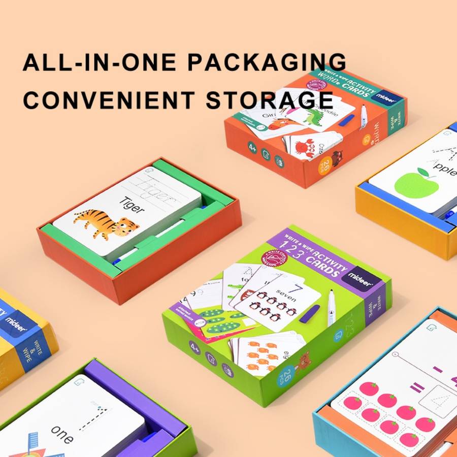 Mideer - Write & Wipe Cards: 123 Numbers - Reusable Learning Cards for Kids