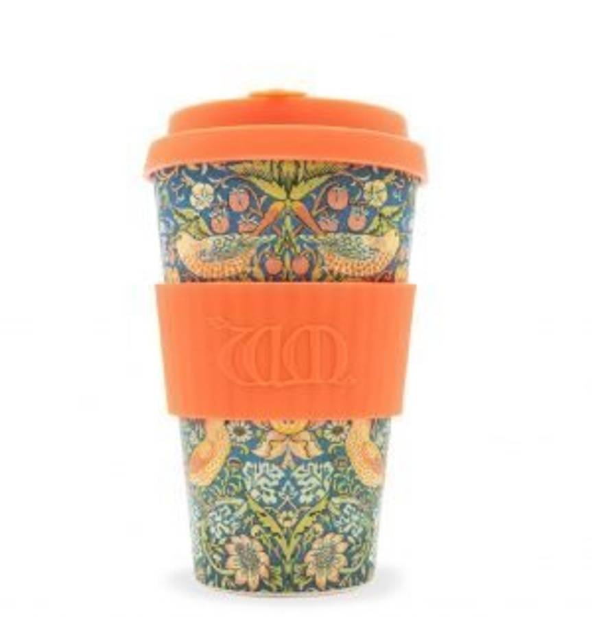 ECoffee Cup - William Morris Thief with Coral Silicone (400ml)