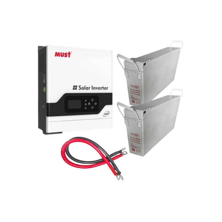 3KVA 3000W Hybrid Solar Inverter Kit with MPPT + Two 100AH Gel Batteries