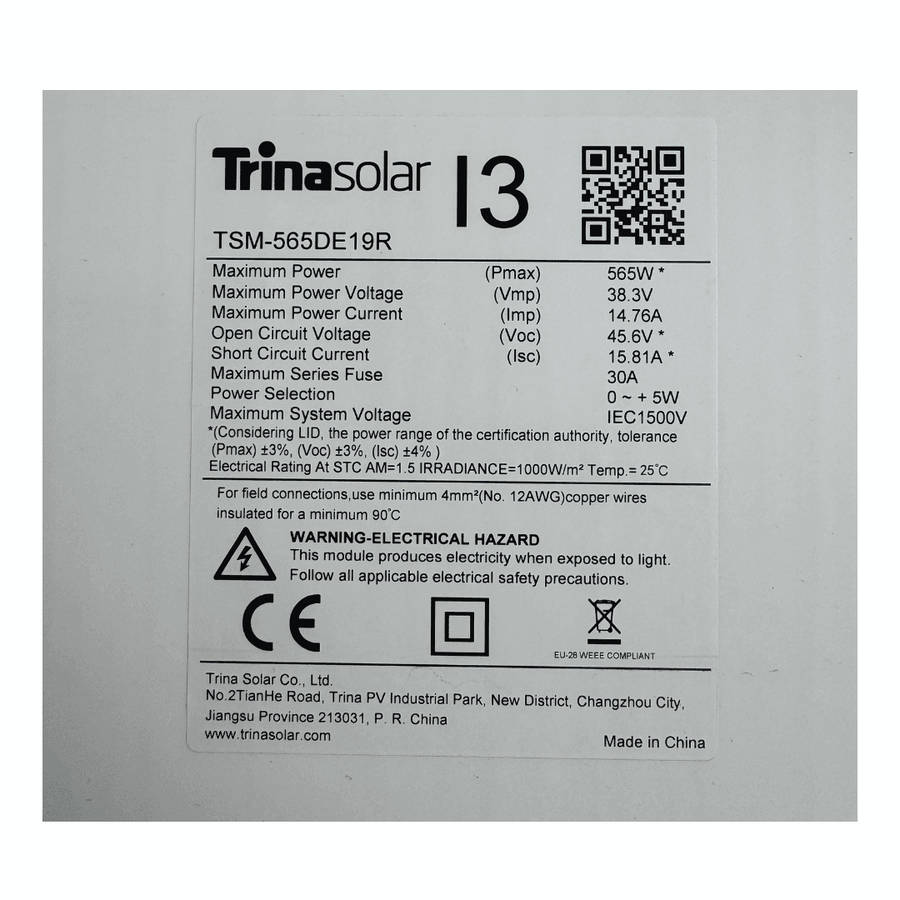 565W TRINA (Tier 1) Mono Crystal Solar Panels
