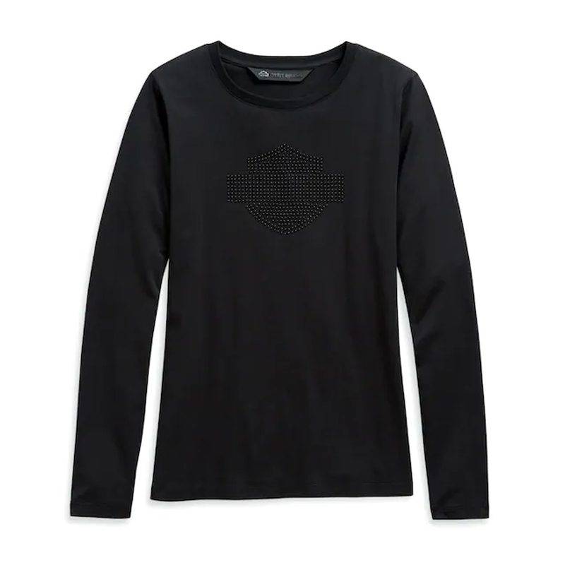 Harley-Davidson® Women's Studded B&S Logo Long Sleeve T-Shirt - Black