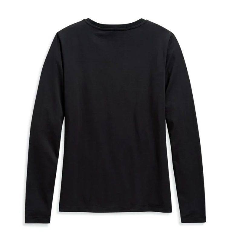 Harley-Davidson® Women's Studded B&S Logo Long Sleeve T-Shirt - Black