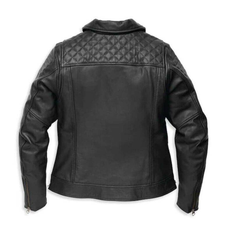 Women's Bezel Biker Collar Leather Jacket - L