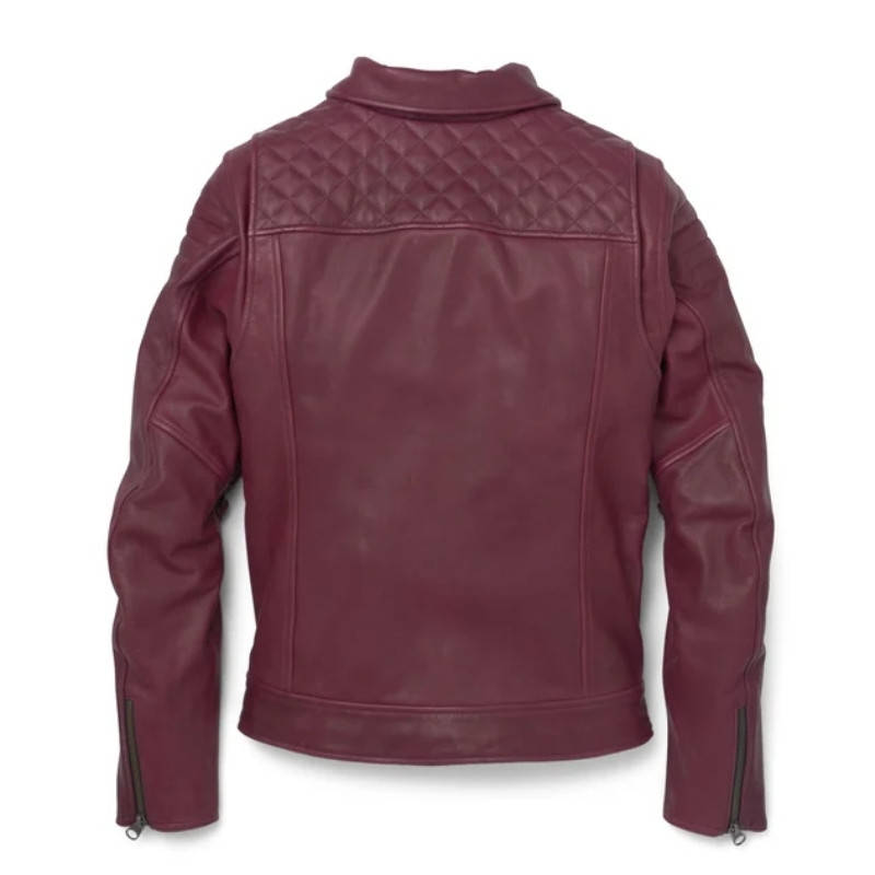 Women's Bezel Biker Collar Leather Jacket - L