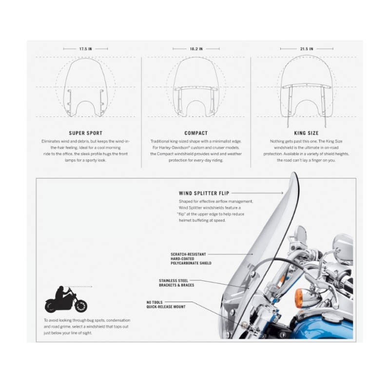 King-Size H-D Detachables 18 in. Windshield