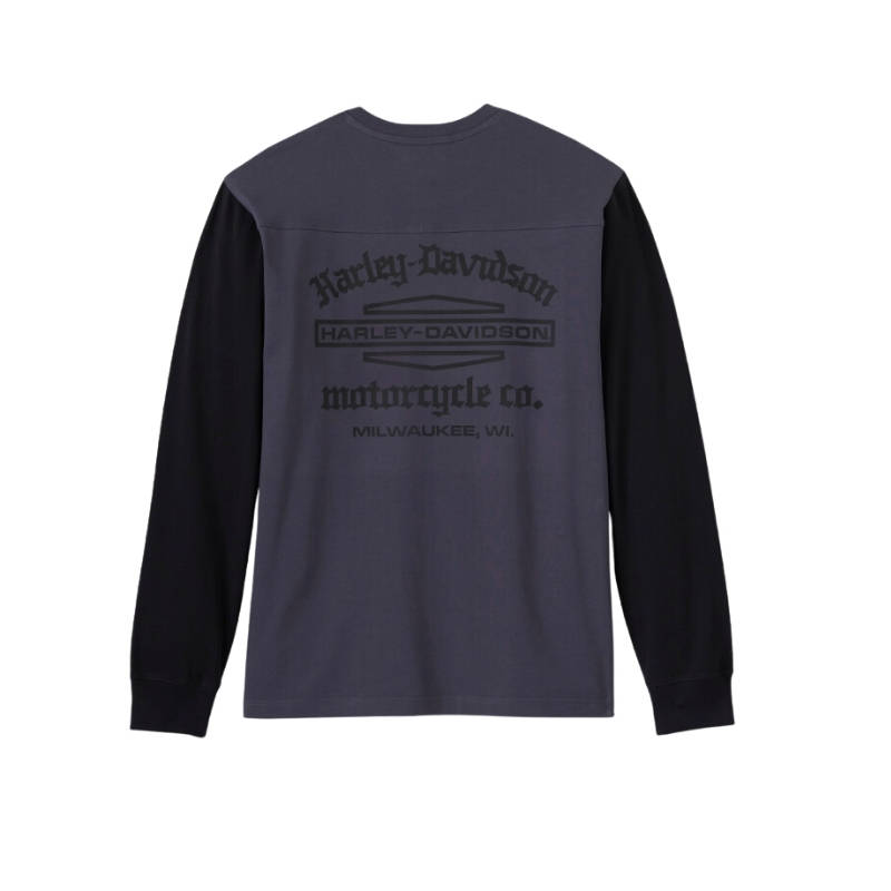 Men's Old English Stacked Bar & Shield Henley - L