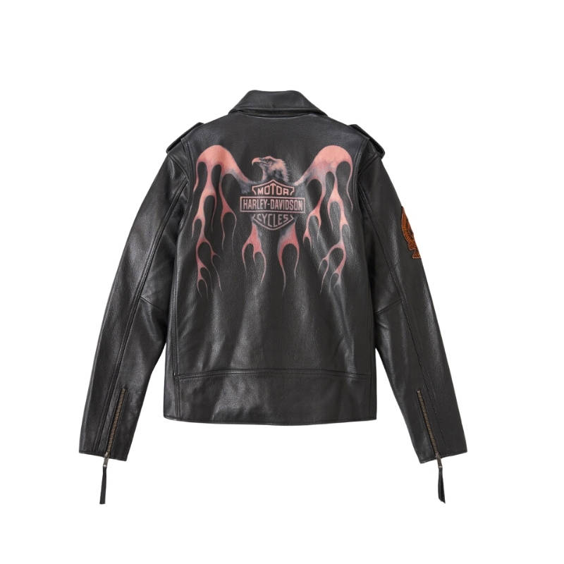 Men's Burning Eagle Leather Jacket - 3XL