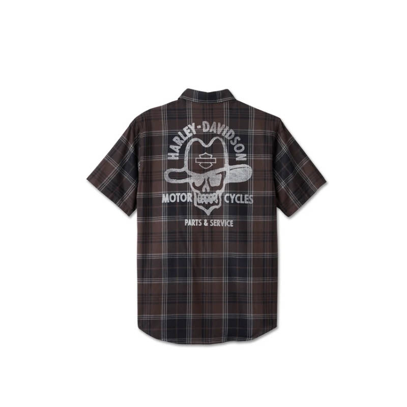 Cowboy Rider Short Sleeve Plaid Shirt - S