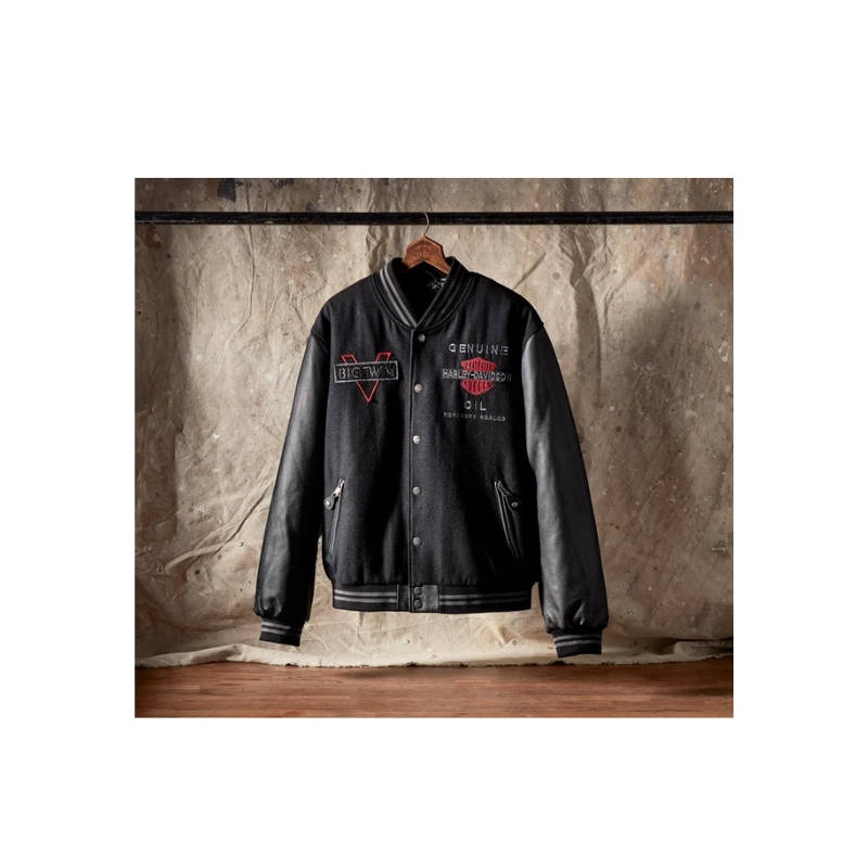 Men's V-Twin Varsity Leather Jacket - S