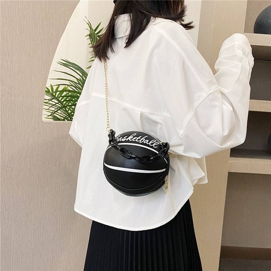 Letter Graphic Basketball Shaped Satchel Bag