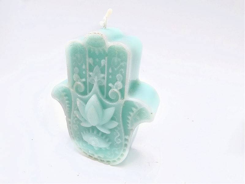 Hamsa Hand Candle Blue (8cm)