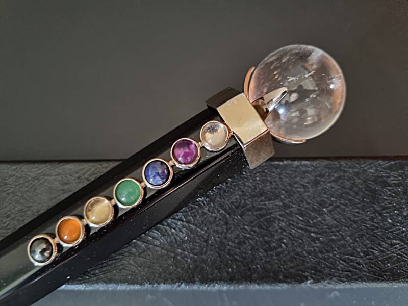 Black Obsidian healing wand With Crystal Ball