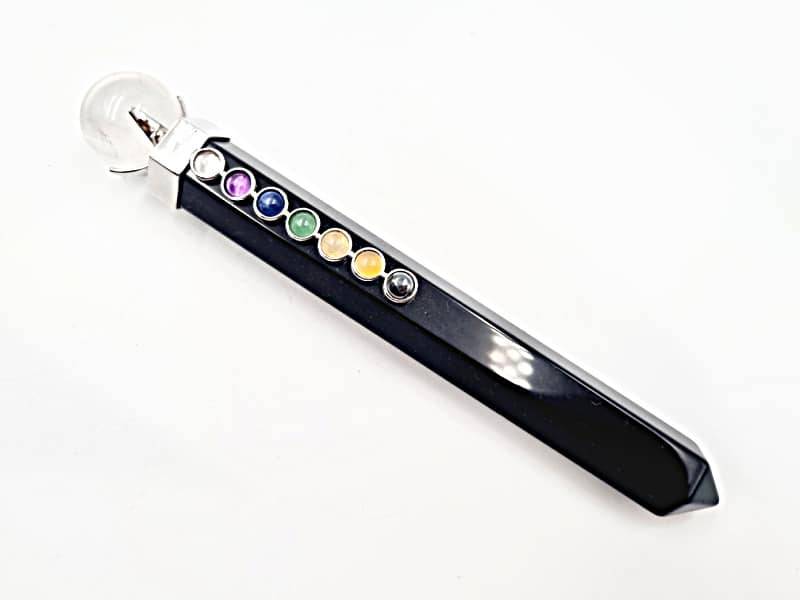 Black Obsidian healing wand With Crystal Ball