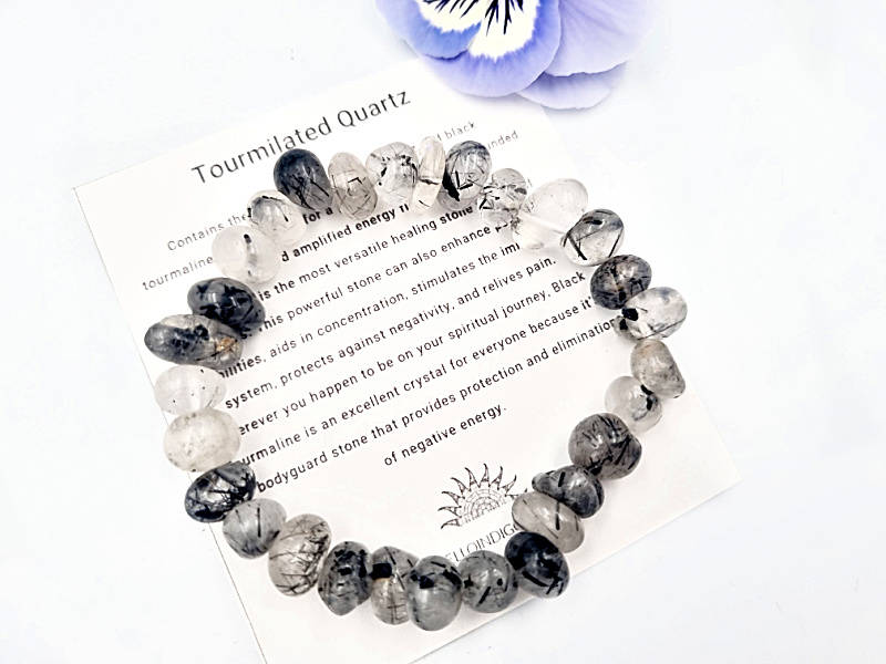 Tourmalinated Quartz Gemstone Nugget Bangle