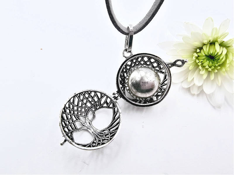 Harmony Bell Tree of Life Necklace (White Brass)
