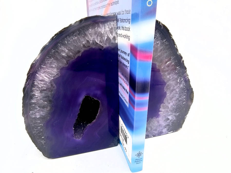 Agate Geode Book Ends  (Purple) A