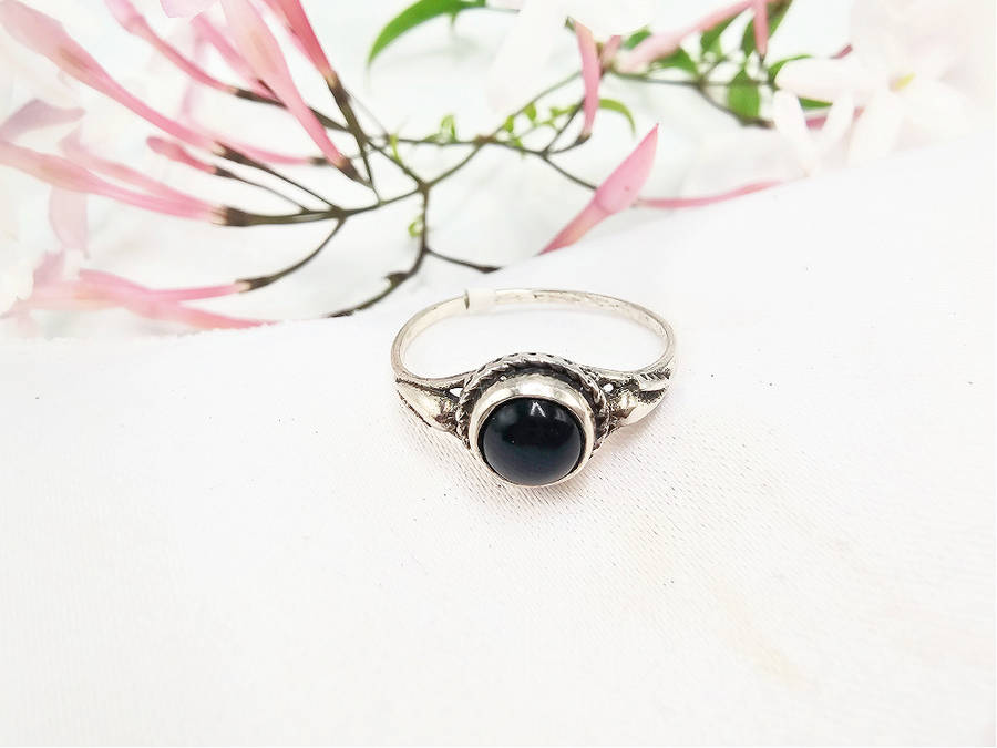 Black Onyx Ring Focus (925 Silver) Large