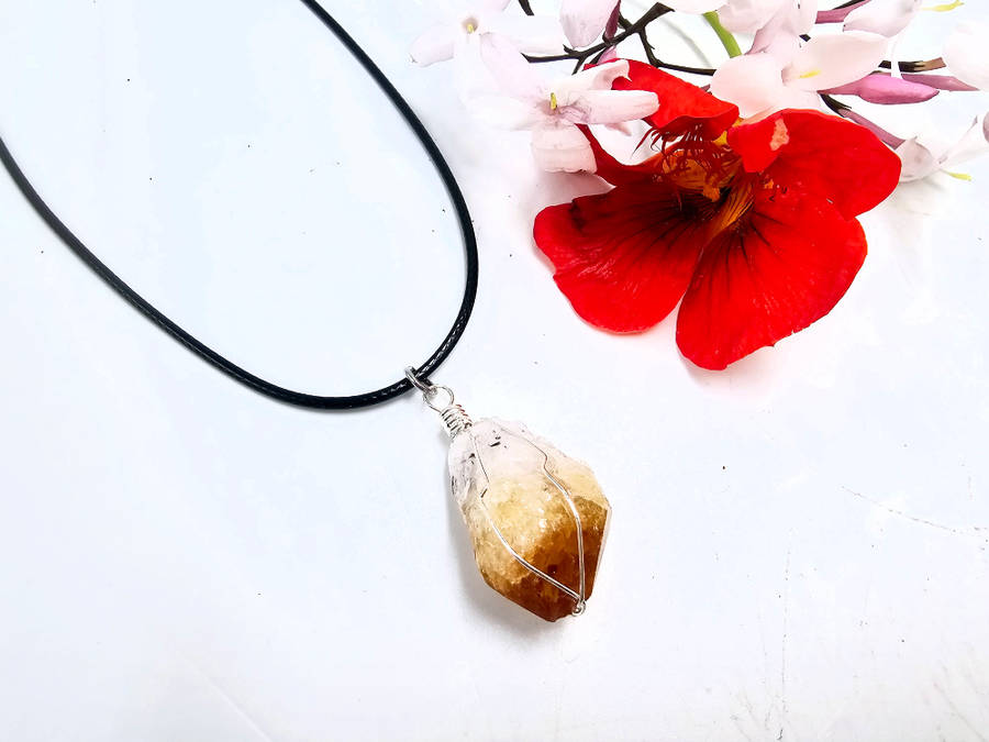 Citrine Rough Wire Wrap Necklace