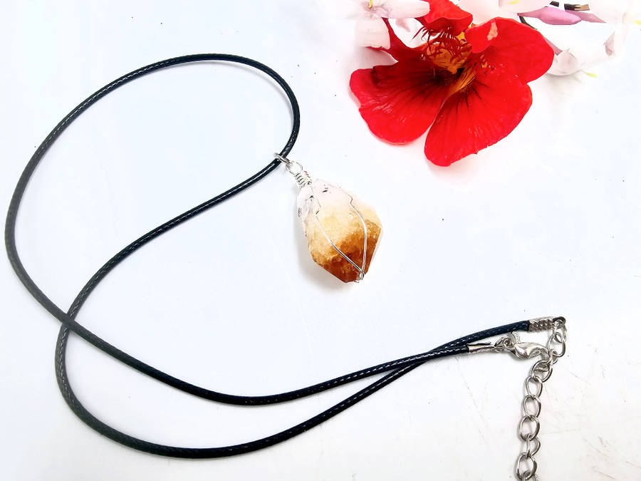 Citrine Rough Wire Wrap Necklace