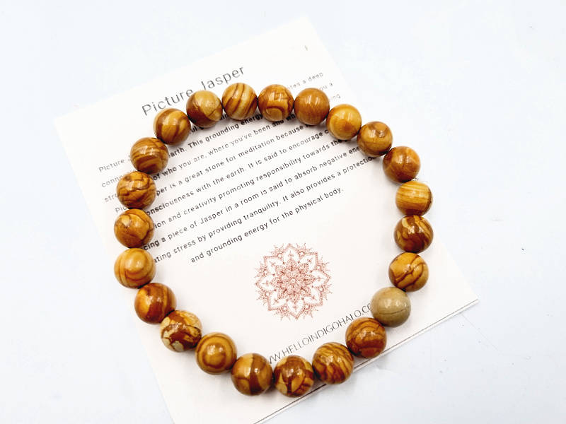 Picture Jasper Bangle (8mm)