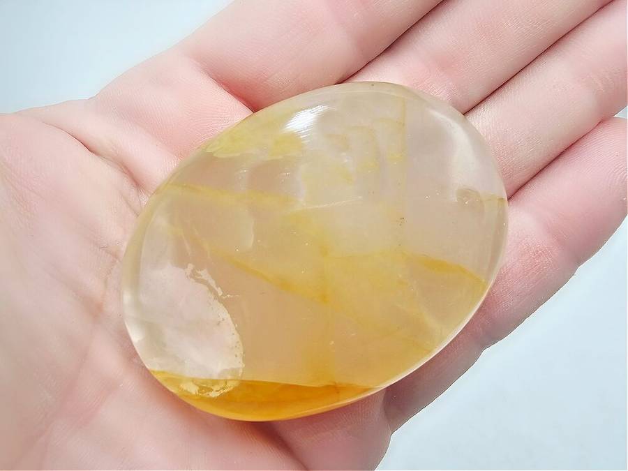 Hematoid Quartz Palm Stone (Golden Healer) F (83g)