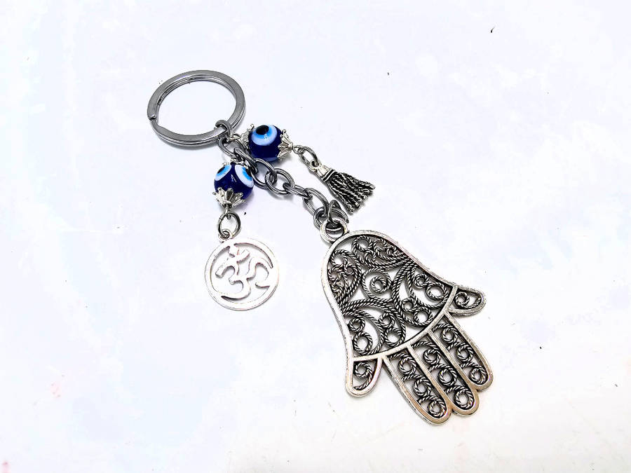 Large Hamsa Hand &amp; OM Key Ring