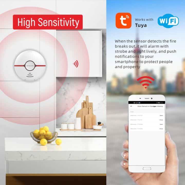 Smart Smoke Detector | Strobe & Siren | WiFi Tuya Smart Life