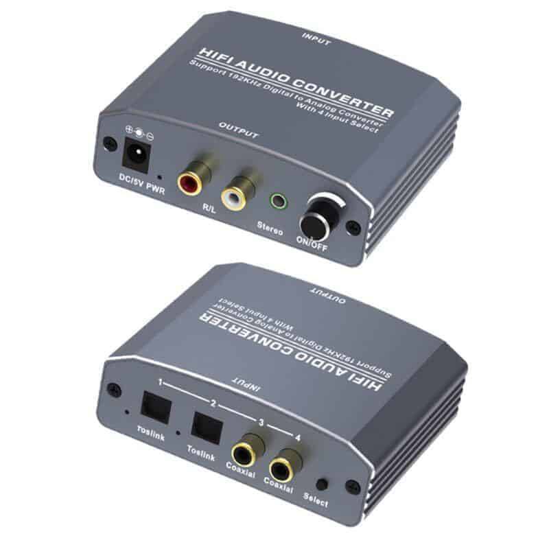 Digital to Analog Audio Converter 192KHz DAC, 4 Inputs & Volume