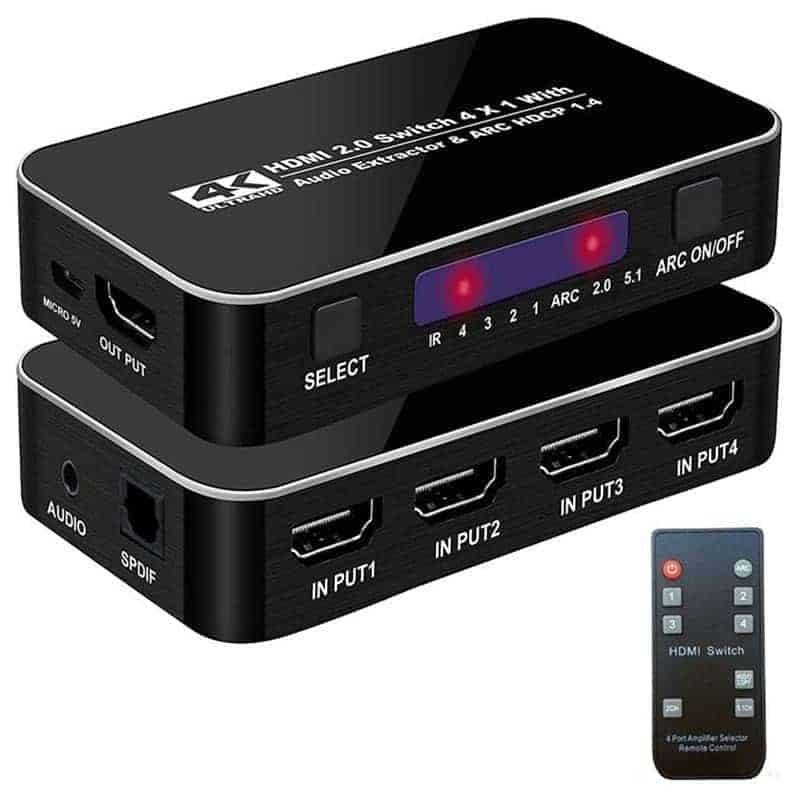 HDMI Switch 4 Port 4K | Audio Extractor DAC Digital and Analogue | SPDIF Optical