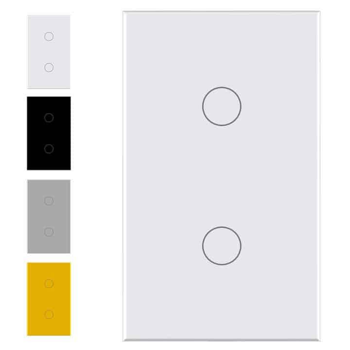Smart Light Touch Switch, 2 Gang | Dual Mode Neutral + BT | WiFi Tuya Smart Life