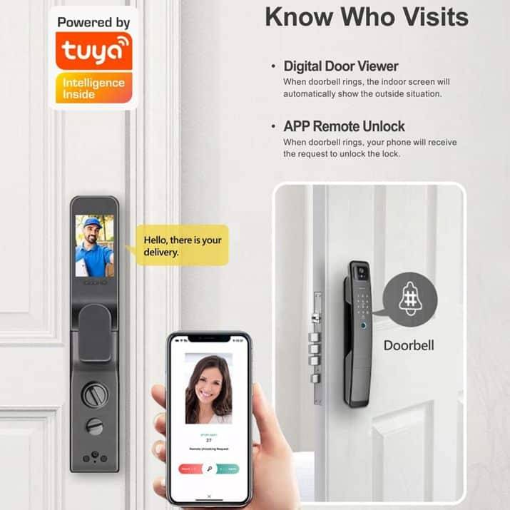 Smart WiFi Door Lock, Facial Recognition, Fingerprint, Card, Code, Key | WiFi Tuya Smart Life