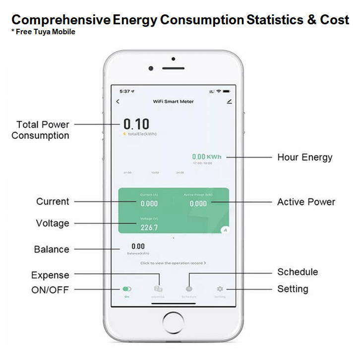 Smart Geyser Switch + Energy Consumption Monitor | 63A, 230VAC | WiFi Tuya Smart Life