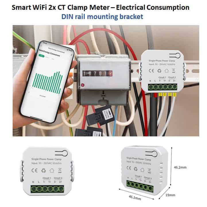 Smart Energy Monitor 2x Clamp Meter | 80A CT Single Phase | WiFi Tuya Smart Life