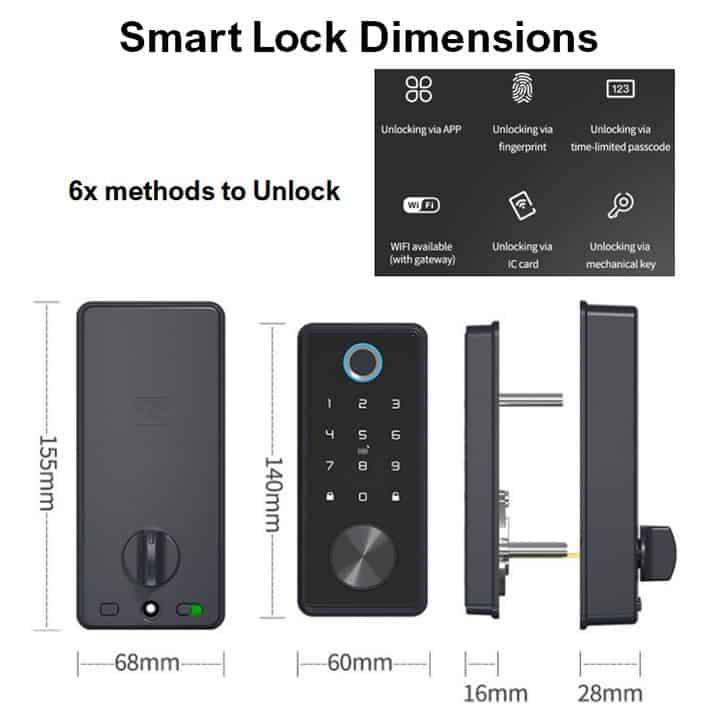 Smart Door Lock add to existing, Fingerprint, Key, Code | WiFi Tuya Smart Life