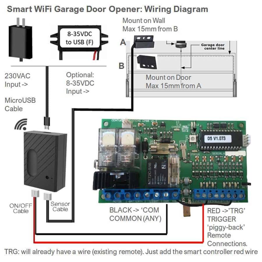 Smart Gate Garage Door Opener | Full Kit 5V-USB | WiFi Sonoff Ewelink
