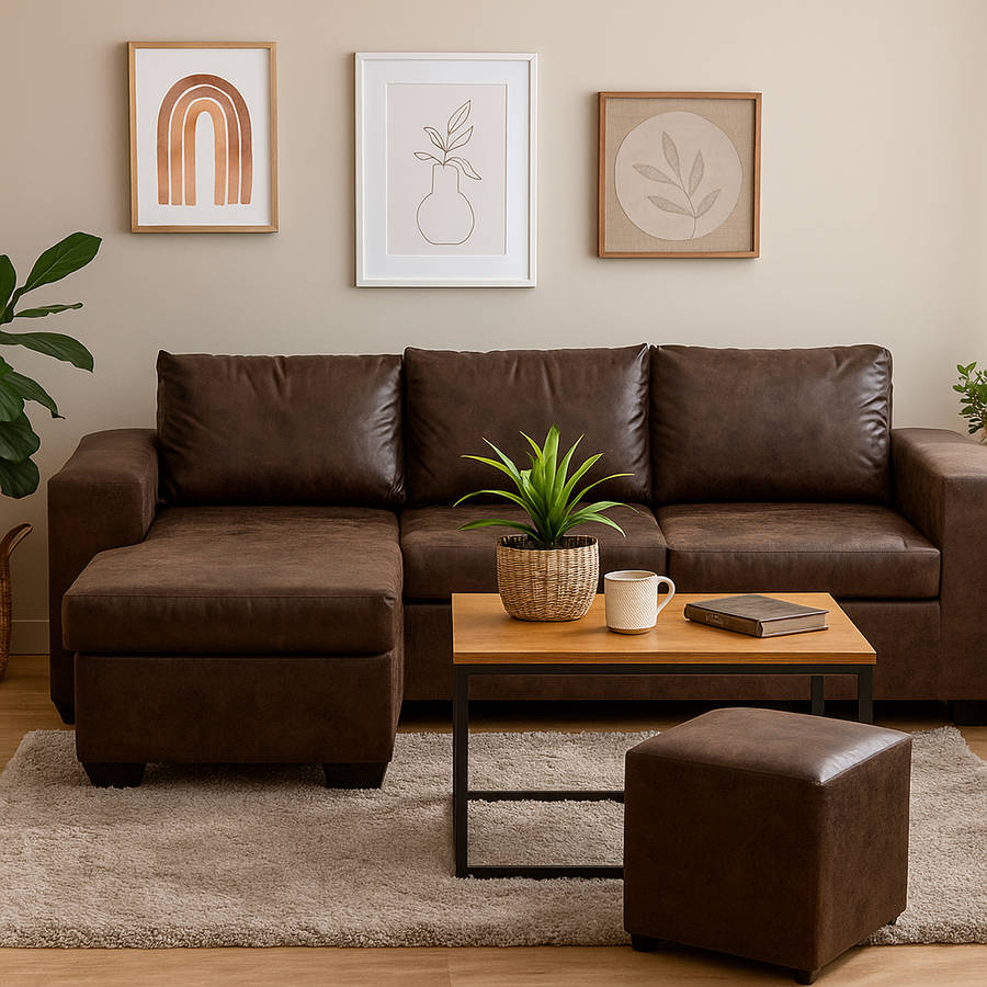 Andre 3 Seater Sofa - L Shape - Buffalo Brown