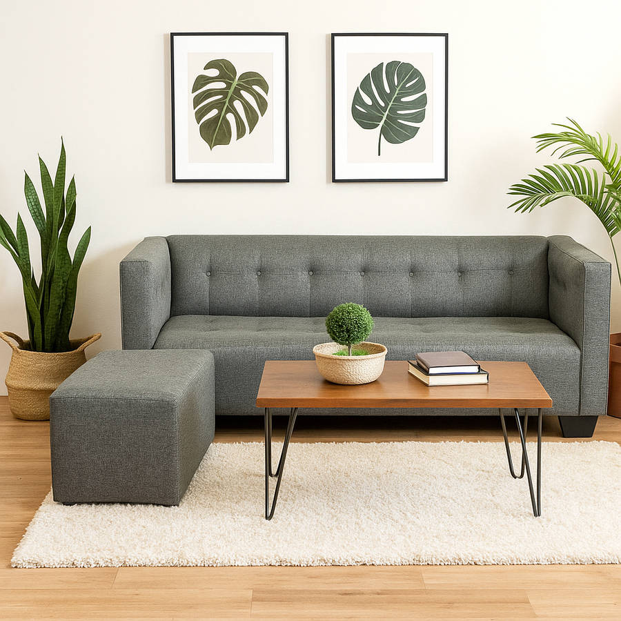 George 3 Seater Couch - Charcoal